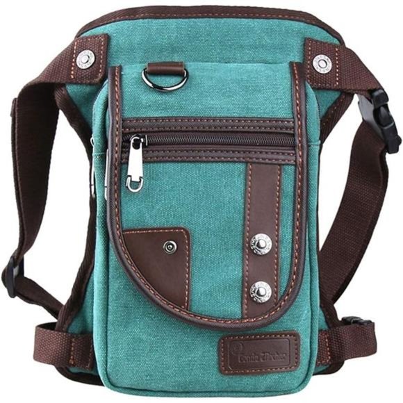 Drop Leg bag Motorcycle Durable Canvas Multi-Pocket Support Max Waistline of 56 - Picture 1 of 7